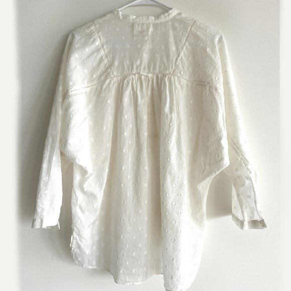 Band of Outsiders, cotton voile popover w/kimono sleeves, off white, size 2/S/M - Picture 4 of 9
